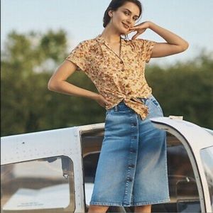 Anthropologie Pilcro and the Letterpress button-front denim skirt size 0